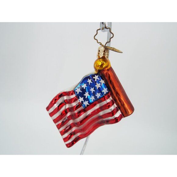 Christopher Radko Stars and Stripes American Flag Glass Christmas Ornament - Picture 8 of 12